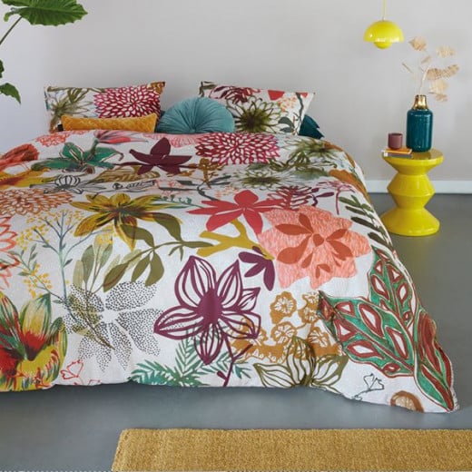 Bedding house fiori duvet cover set, multicolor, twin size, 2 pieces