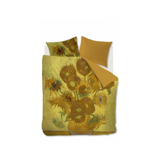 Bedding house van gogh duvet cover set, yellow color, king and super king size, 3 pieces
