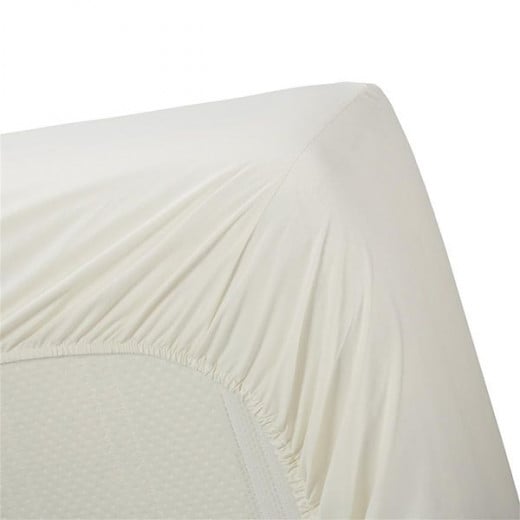 Bedding house fitted sheet set, cotton, offwhite color, twin size, 2 pieces