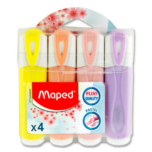 Maped Highlighter Pastel Pens - Assorted Colors (Pack of 4)