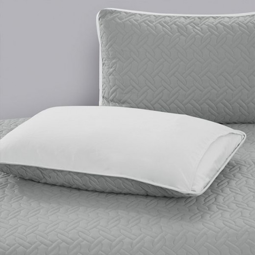 Nova home cross double face bedspread set, grey and silver color, king size, 4 pieces