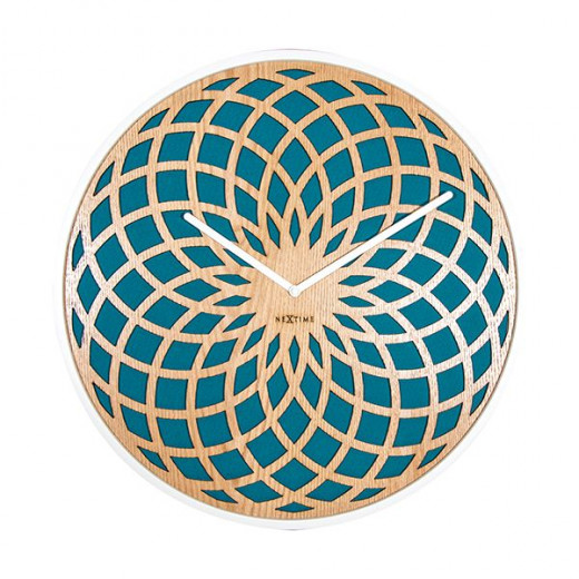 Nextime sun wall clock, turquoise color, large size