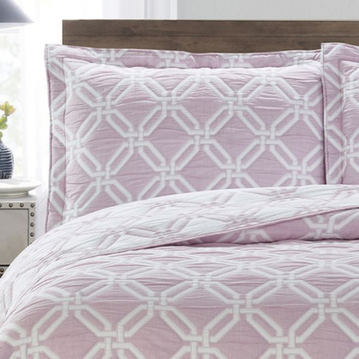 Nova home diagonal jacquard bed spread, light purple color, king size