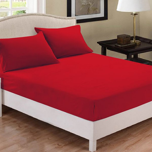 Fieldcrest plain fitted sheet set, cotton, red color, king size, 3 pieces