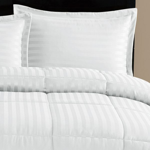 Nova home ultrastripe hotel style comforter set, white color, twin size, 4 pieces