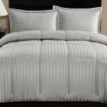 Nova Home UltraStripe Hotel Style Comforter Set, Grey Color, King Size, 6 Pieces