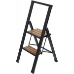 Wenko aluminum design folding stepladder 2-step household ladder, aluminum, black