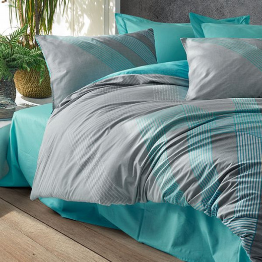 Nova home river printed comforter set, grey color, king size, 6 pieces