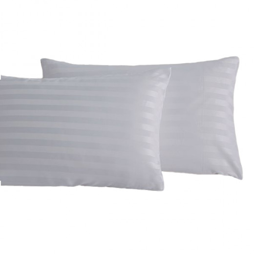 Nova Home UltraStripe Hotel Style Pillowcase Set, Grey Color