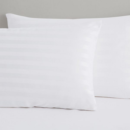 Nova Home UltraStripe Hotel Style Pillowcase Set, White Color