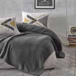 Nova Home Trigon Pique Bedspread Set, Dark Grey Color, Twin Size, 3 Pieces