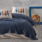 Nova Home Plumy Pique Bedspread Set, Indigo Color, King Size, 4 Pieces