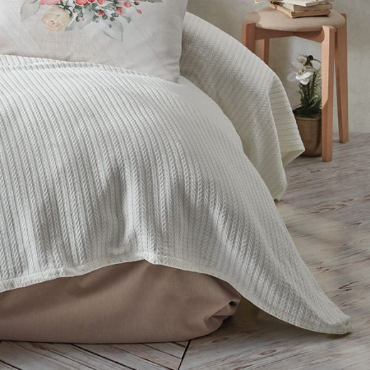 Nova Home Rosanna Pique Bedspread Set, Cream Color, King Size, 4 Pieces