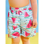 Toddler Boys Striped Swim Shorts, Watermelon Print
