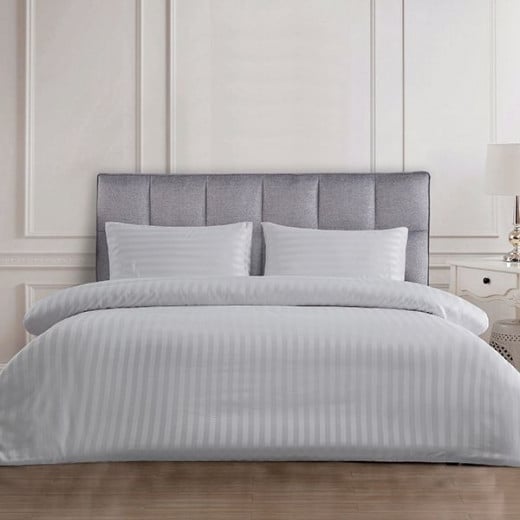 Nova Home UltraStripe Hotel Style Duvet Cover Set, 220x260 Size, Grey Color