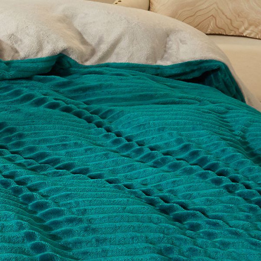 Nova home campo cordroy flannel winter duvet cover set - single/twin  - green - 3 pcs