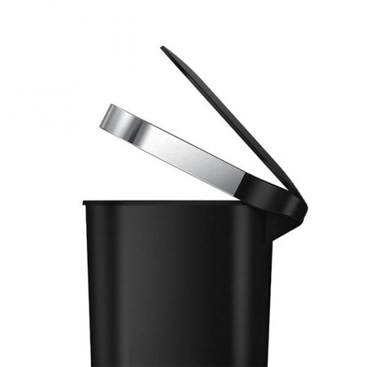 Simplehuman Slim Plastic Pedal Trash Bin With Liner Rim, Black Color, 40 Liter