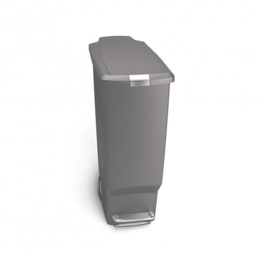 Simplehuman plastic and stainless steel trash bin, grey color, 40 liter