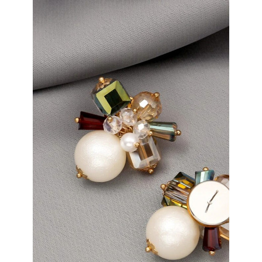 Faux Pearl and Crystal Decor Earrings
