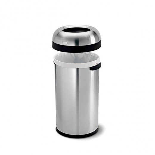 Simplehuman open bullet trash bin, stainless steel, brushed, 60 liter