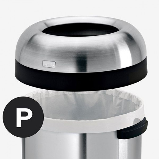 Simplehuman open bullet trash bin, stainless steel, brushed, 60 liter