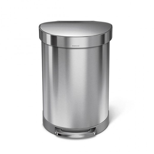 Simplehuman trash bin semi round, stainless steel, brushed, 60 liter