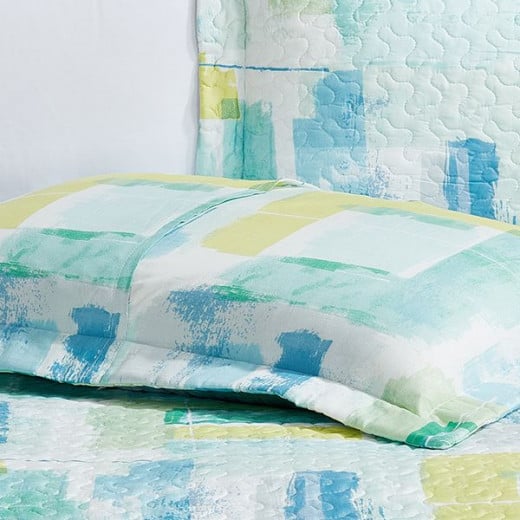 مفرش سرير هاش صيفي 4 قطع, باللون الاخضر و الازرق من نوفا
