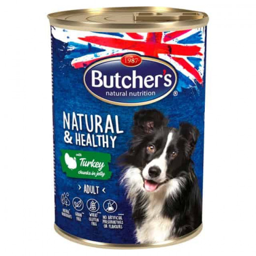 طعام الكلاب طبيعي وصحي بالديك الرومي, 400 جرام من بوتشرز