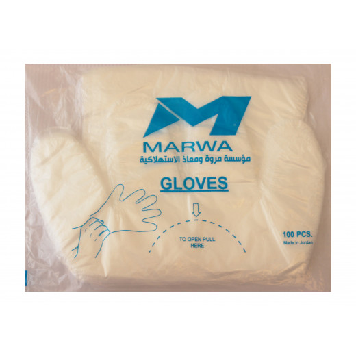 Marwa Disposables Transparent Gloves, 100 Pieces