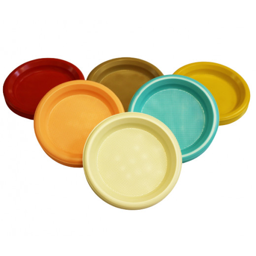 Plastic Thick Plates, Assortment Color, 18.5 Cm, 25 Pieces