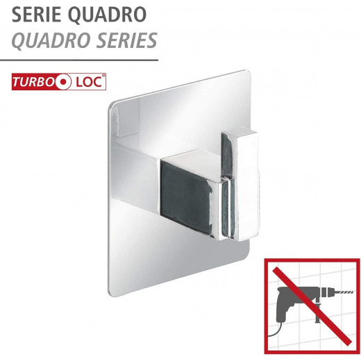 Wenko Hook Turbo-loc Quadro, Stainless Steel, Silver