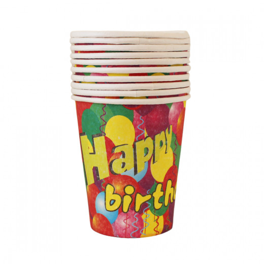 Disposable Paper Cups, Pink Balloon Design
