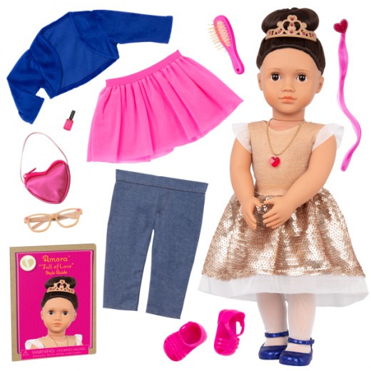 Our Generation Regular Doll, Amora And Accessories, Gift Set