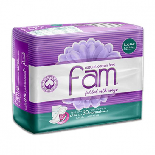 Fam Normal Comfort Pads With Wings, 30pc