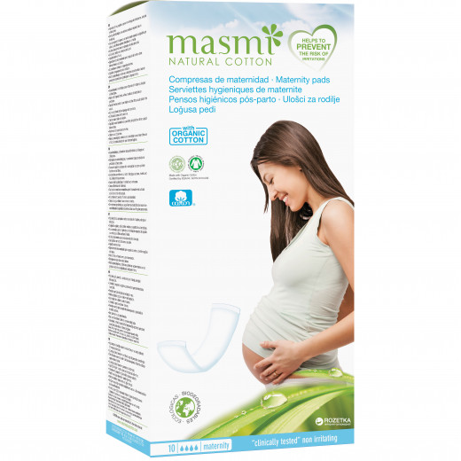 Masmi Maternity Pads, Organic Cotton, 10 Pieces