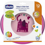 Chicco Dish Set For Girls, Pink Color ,+12 Months