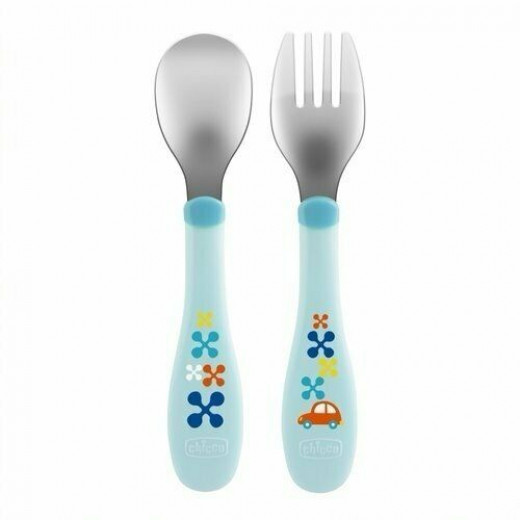 Chicco Metal Cutlery For Boys, +18 Months