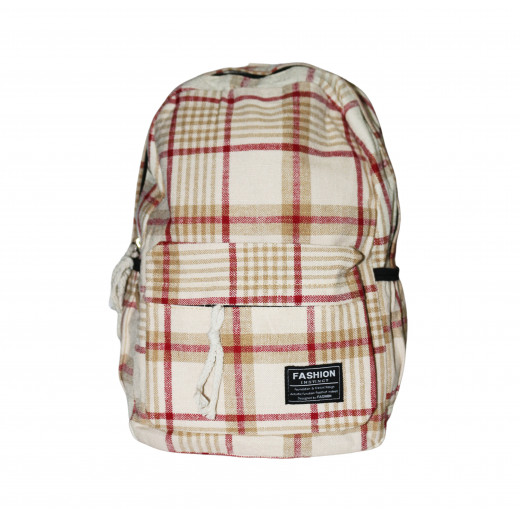 Amigo Fashion Instinct Backpack, Beige & Red Color, 40 Cm