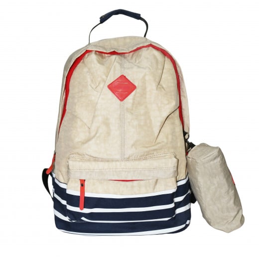 حقيبة ظهر مدرسية مع مقلمة, باللون البيج, 43 سنتيمتر من أميجو