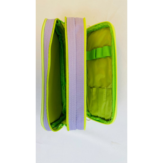 Happy Day Pencil Case, Purple And Green Color, 20 Cm