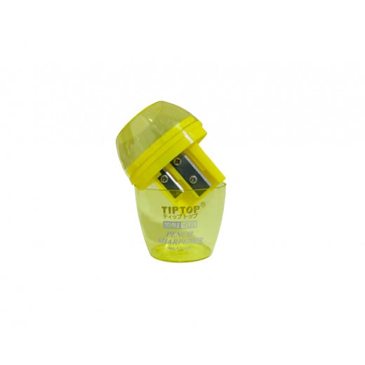 Tip Top Double Holes Pencil Sharpener, Yellow Color