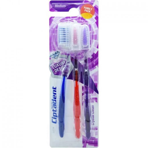 Rich Crystal Clean Toothbrush Soft 10, Multi Color, 3 Pieces