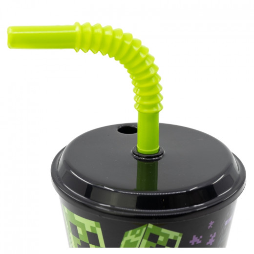 Cup With Tumbler Straw, Minecraft Design, 430 Ml