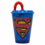 Cup With Tumbler Straw, Superman Design, 430 Ml