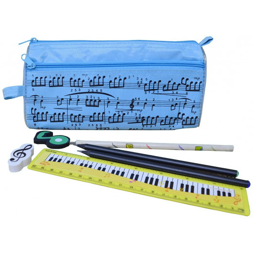 Pencil Case, Music Design, Blue Color