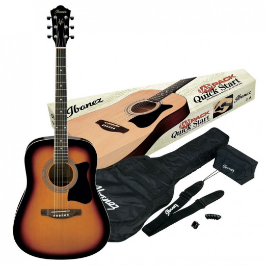 Ibanez Acoustic Guitar Starter Jam Pack, Brown Color