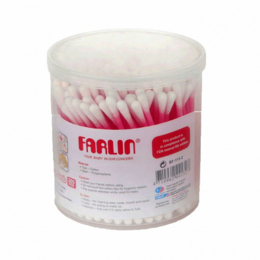 Farlin - Paper-Stem Cotton Buds 200 pieces, Pink