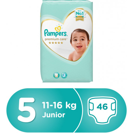 Pampers Premium Care Diapers, Size 5, Junior, 11-16 Kg, Mega Pack, 46 Count