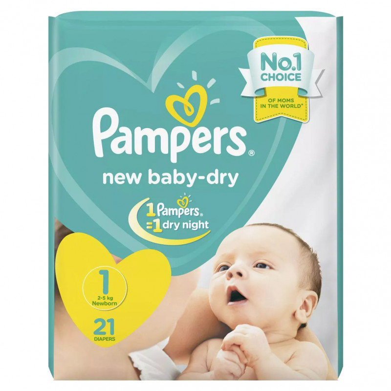 Pampers Baby-Dry Diapers, Newborn Size, 2-5 kg, 21 Count | Pampers ...