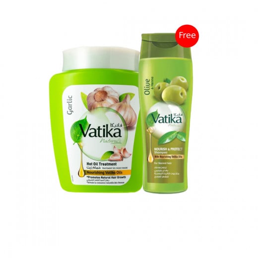 Vatika Hot Oil Treatment Cream, Garlic, 1000 Gram + Olive & Henna Shampoo, 200 Ml Free